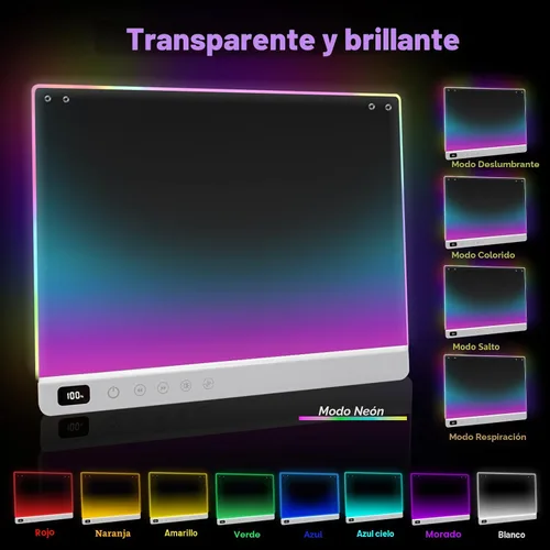 Vista 7 de Cosmody - Tablero de dibujo LED recargable, regalo para niños y niñas a partir de 3 años (blanco)