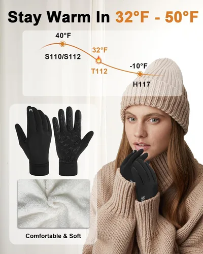 Vista 2 de Generic Guantes de invierno de lana para clima frío, impermeables, pantalla táctil, ciclismo, unisex, para adultos, rosa, ambidiestro, sin botones