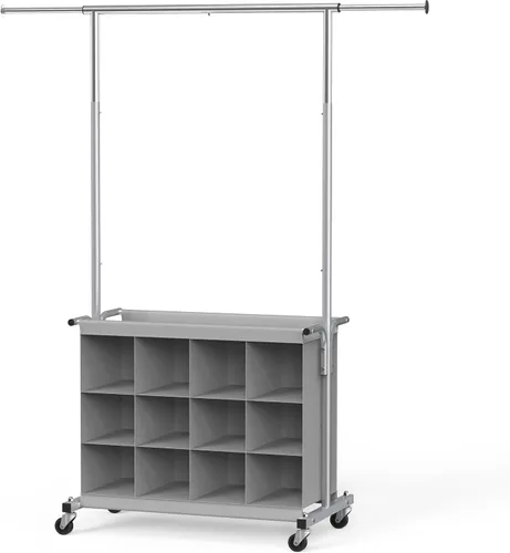 Vista 6 de Simple Houseware Perchero con barra extensible y organizador de 16 zapatos, gris