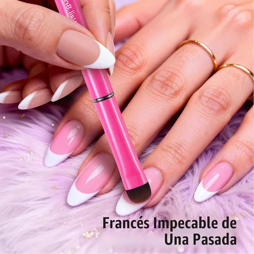 Vista 4 de Brocha de punta francesa - Kolinsky Sable Nail Art para Polygel & Clean Up Rosa