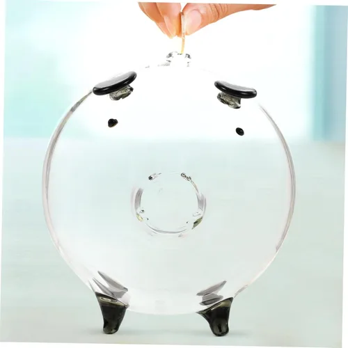 Vista 5 de Caja de dinero de cristal, hucha para niños y niñas, alcancía en forma de cerdo