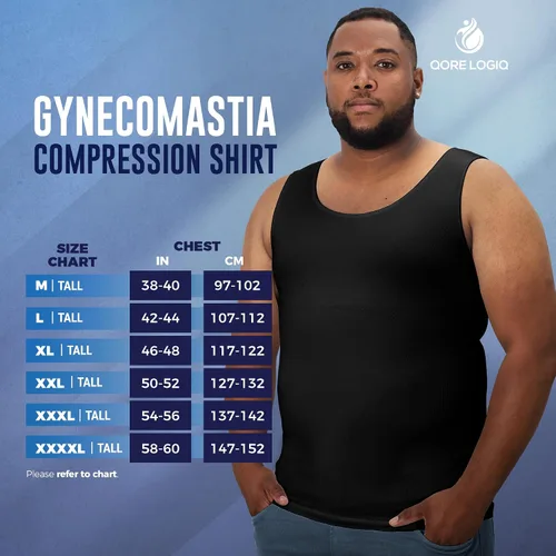 Vista 4 de QORE LOGIQ Camisas de compresión de ginecomastia para hombres, camiseta sin mangas adelgazante, moldeador de cuerpo, fajas para hombres, sujetador