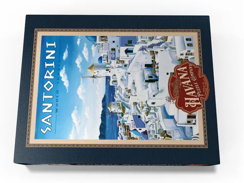 Vista 4 de MyPuzzle Greece Santorini - Póster de viaje vintage de 100 piezas para adultos