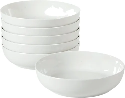 Vista 8 de Gibson Home Heritage Sky - Juego de 4 cuencos para pasta, cuencos redondos de cerámica de 8 pulgadas, diseño floral azul y blanco, uso diario