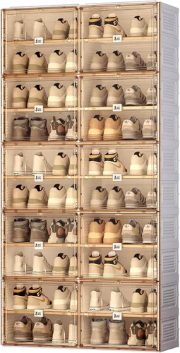 Vista 9 de ANTBOX Organizador portátil de estante para zapatos para armario y entrada, gabinete de almacenamiento de zapatillas apilable con puerta magnética