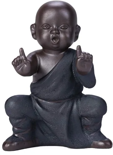 Vista 11 de Kingzhuo Estatuilla de Buda en miniatura de cerámica, pequeña y linda estatua de Buda, figura de monje, manualidades creativas para bebés, adornos