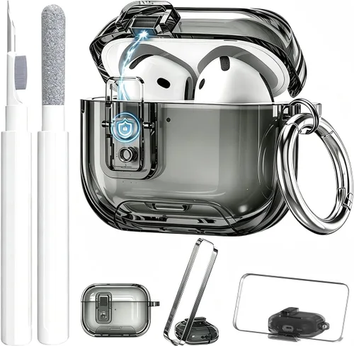 Vista 22 de Compatible con Airpods Pro 3 Funda transparente con bloqueo para teléfono, suave TPU magnético bloqueo automático Apple AirPods Pro de tercera