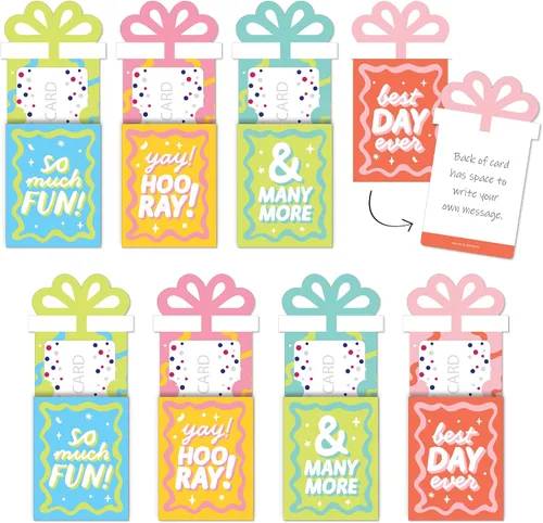 Vista 10 de Big Dot of Happiness Juego de 8 fundas para tarjetas de regalo y dinero para fiestas de cumpleaños para adultos, doradas, para tarjetas de regalo