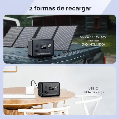 Vista 8 de Banco de energía solar con salida de CA 110 V 65 W, 100 W, USB C de 100 W, batería de carga rápida con panel de cargador solar de 30 W, plegable