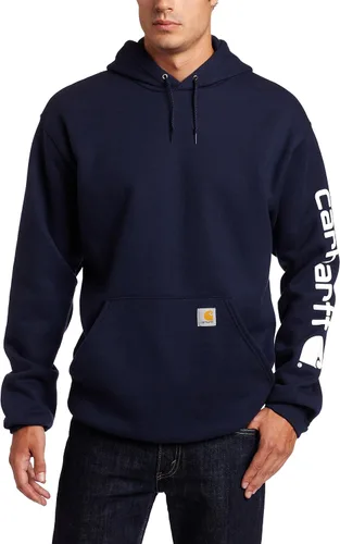 Vista 16 de Carhartt Sudadera de ajuste holgado para hombre con logotipo en la manga, de peso medio, gráfica, liquidación Terreno ámbar
