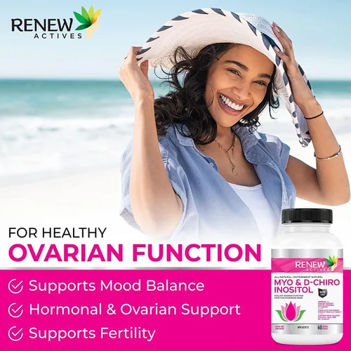 Vista 6 de Renew Actives Myo-inositol y D-Chiro Inositol - Promueve la función ovárica equilibrada, regula el ciclo menstrual, la armonía hormonal y la salud