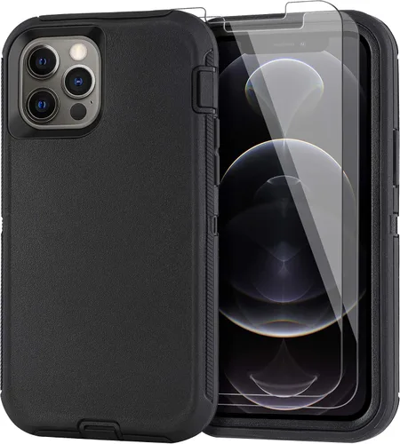 Vista 23 de Funda para iPhone 12 Mini con funda de clip para cinturón y 2 protectores de pantalla, funda de protección completa resistente de grado militar a