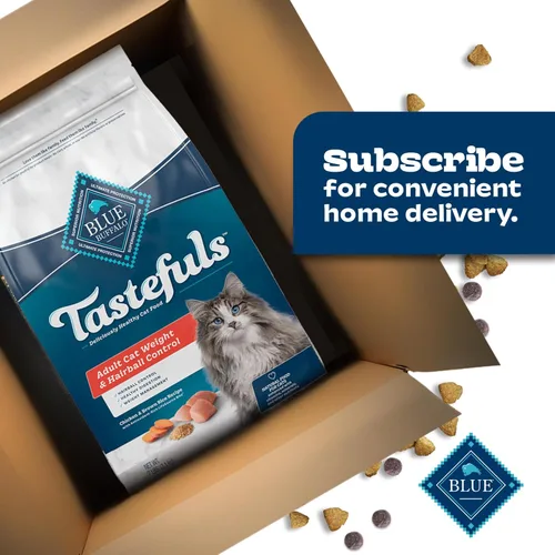 Vista 11 de Blue Buffalo Tastefuls Weight & Hairball Control Alimento seco natural para gatos adultos, bolsa resellable de 3 libras