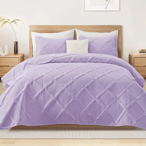 Vista 28 de Exclusivo Mezcla Twin Size Quilt Set, Black Soft Bedspreads with 1 Pillow Sham, Modern Striped Pattern, Lightweight Bedding Set Coverlets for All
