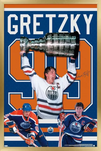 Vista 15 de Trends International Wayne Gretzky - Póster de pared de jersey, 22.4 pulgadas de largo x 14.7 pulgadas, versión enmarcada en madera de granero