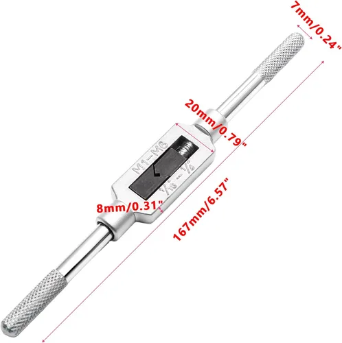 Vista 2 de Piutouyar M1-6 Llave de grifo ajustable con mango 1/16"-1/4" Llave de escariador de mango de grifo profesional Herramienta profesional de llave
