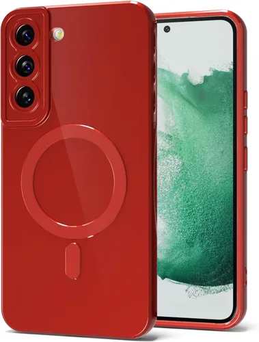 Vista 9 de Svanove Funda magnética de silicona para Samsung Galaxy S22, compatible con Magsafe, bonita funda para mujer, goma de gelatina brillante delgada