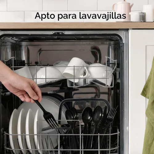 Vista 8 de Juego de cubiertos negros KINGSTONE, juego de 20 piezas de cubertería de acero inoxidable premium, servicio para 4, para cocina, hogar, boda