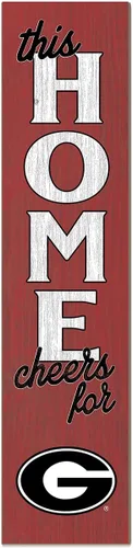 Vista 49 de KH Sports Fan Letrero de Alabama Crimson Tide This Home Cheers for Porch Leaner, 11 x 46 pulgadas, carmesí de marea carmesí; muestra tu espíritu