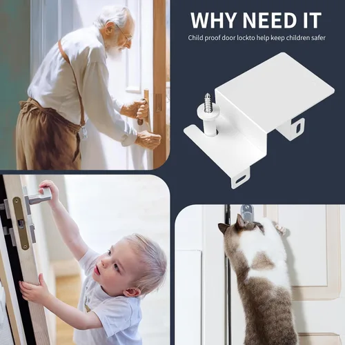 Vista 6 de Cerradura superior de puerta a prueba de niños, cerradura de puerta de seguridad para niños Dahuiby hecha de metal duradero