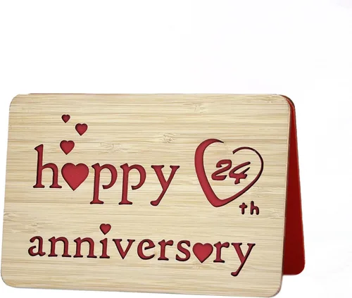 Vista 13 de Tarjeta de felicitación de madera para el primer aniversario, hecha a mano, 1 año, aniversario de boda, tarjeta de primer aniversario para ella, él