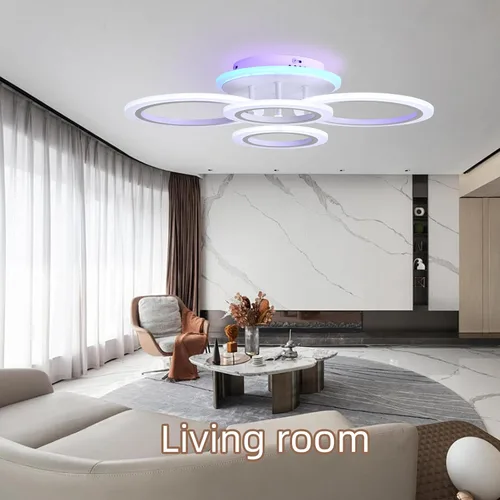 Vista 8 de Lámpara de techo moderna de montaje empotrado, regulable, 4 anillos, lámpara de cocina para sala de estar, dormitorio, lavandería, 3000-6000 K