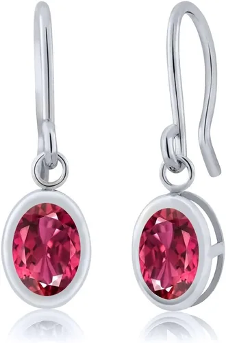 Vista 165 de Gem Stone King Aretes colgantes de plata de ley 925 de 0.276 x 0.197 in con piedra natal ovalada de alambre francés para mujer