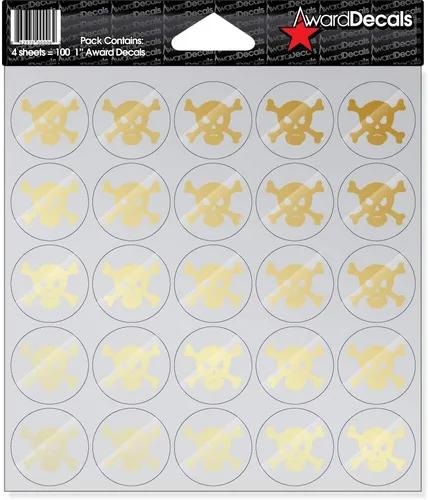 Vista 2 de Award Decals Cráneo y hueso cruzado (negro sobre transparente)