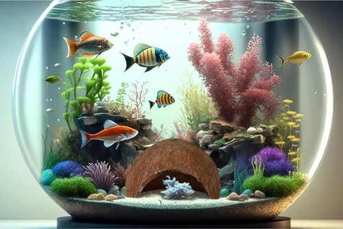 Vista 6 de SunGrow Betta Fish Cave, hábitat hecho de cáscara de coco, suave textura suave borde espacioso escondite para descansar y criar, 1 unidad