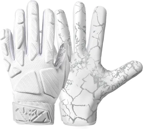 Vista 9 de WVVOU Guantes de fútbol americano acolchados, guantes de receptor acolchados antideslizantes, guantes de línea de fútbol americano