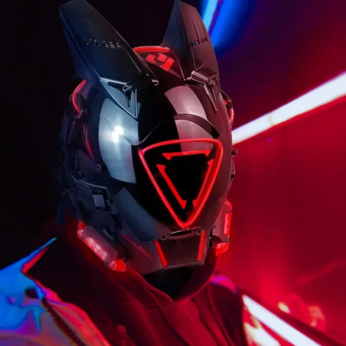 Vista 4 de Cyberpunk Futurism Futurism Gothic Mask Adult Helmet, Halloween role-playing clothing accessories,with LED lights