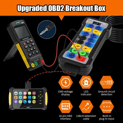 Vista 3 de Caja de ruptura OBD2 con indicador de luz LED, caja de ruptura OBDII profesional de 16 pines, herramienta de prueba de diagnóstico eléctrico
