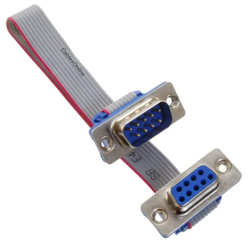 Vista 6 de CablesOnline, 6 pies DB9 macho a DB9 hembra 9 conductores 28awg recto Serial RS232 Cable de extensión de cinta plana, S-3F06