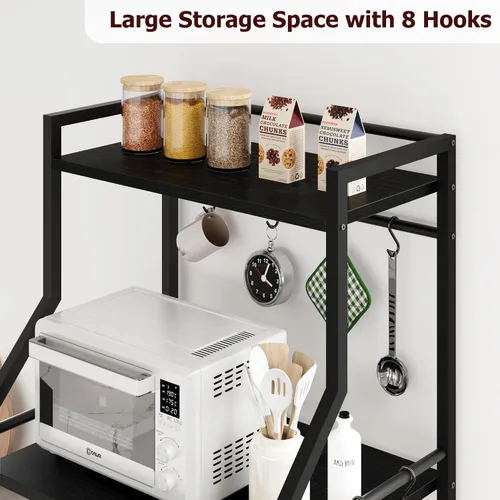 Vista 5 de IDEALHOUSE Estante para hornear de cocina, soporte para horno de microondas Negro (Rustic Black)