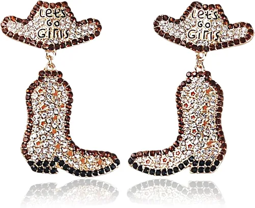 Vista 7 de KIDZVEFUN Regalos de despedida de soltera, aretes de vaca para niñas, botas vaqueras con cuentas para decoración de fiesta de discoteca, suministros