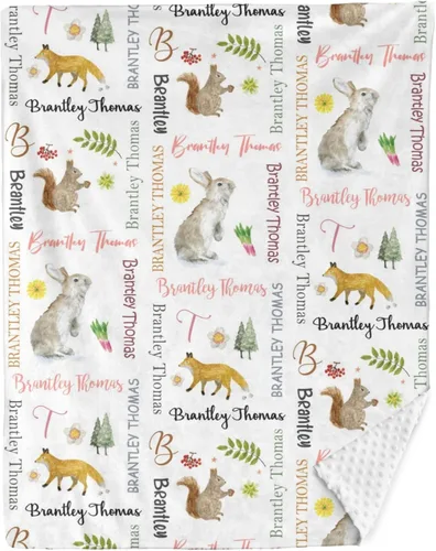 Vista 10 de Manta de bebé personalizada con nombre, manta de felpa de doble capa con respaldo punteado, manta de bebé niño recién nacido, suave animales