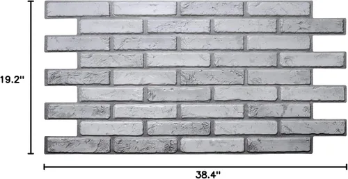 Vista 7 de Dundee Deco PG7063 Ladrillo sintético gris hueso, 3.2 pies x 1.6 pies, panel de pared 3D de PVC, decoración de paneles de pared de diseño