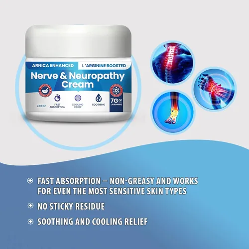 Vista 6 de Crema neuropatía árnica mejorada y fórmula potenciada por L'Arginine – Alivio máximo de fuerza para pies, manos, piernas, dedos de los pies incluye