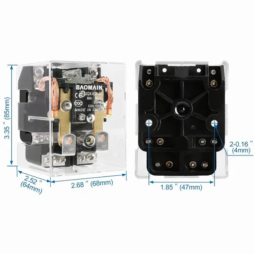 Vista 7 de Baomain Relé electrónico magnético de DC 12V 80A DPDT 2NO 2NC del voltaje de bobina de la retransmisión JQX-62F-2C del poder más elevado