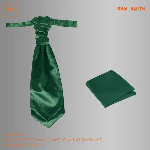 Vista 2 de Dan Smith Solid Men Long-Pre-Tied Ascot Scarf Long-Pretied Cravat Tie Adjustable Tall-Plus