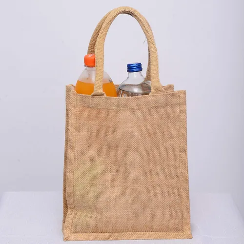 Vista 4 de Bolsas de yute de arpillera reutilizables para libros, regalos con refuerzo completo, Natural