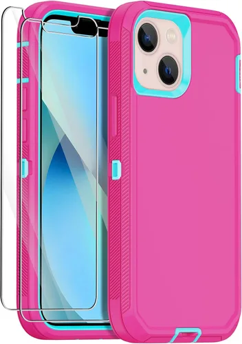 Vista 14 de Funda para iPhone 13 Mini con 2 protectores de pantalla, protección contra caídas a prueba de golpes, cuerpo completo, resistente, 3 capas, militar