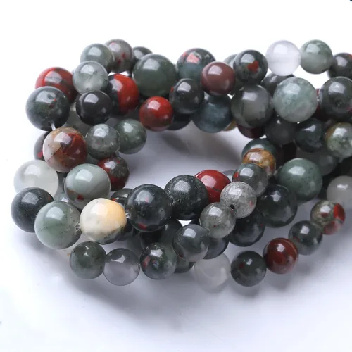 Vista 4 de 6 mm Cuentas redondas sueltas de piedra de sangre africana Cuentas naturales de gemas Cuentas de piedra de energía de cristal para hacer joyas