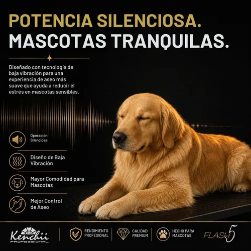 Vista 8 de Kenchii Flash 5 Dog Grooming Clipper, Wolf Edition Black, Cordless Negro
