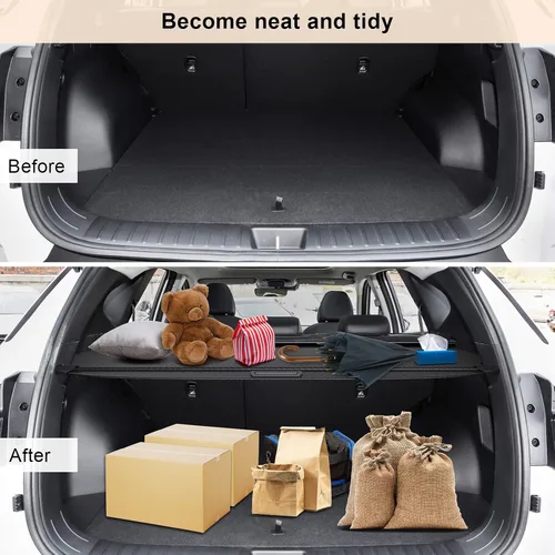 Vista 2 de Octomo Funda de carga retráctil para Hyundai Tucson 2021-2025 (gas e híbrido), cubierta de seguridad para maletero, color negro, compatible