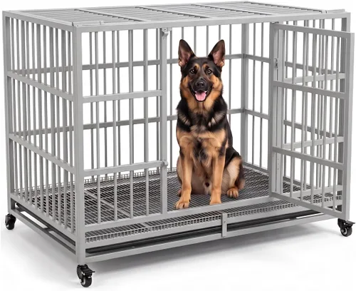 Vista 4 de BOLDBONE - Mueble de jaula para perros de 38 pulgadas, resistente para perros grandes, jaula de madera a prueba de fugas y mordeduras para perros