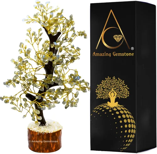 Vista 14 de Árbol de la vida con múltiples piedras preciosas naturales curativas de primera calidad, bonsái de Feng Shui, para decoración del hogar y la oficina
