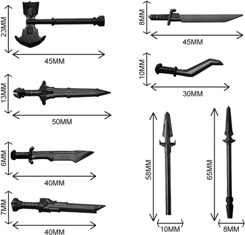 Vista 4 de ALiquid Juego de armas de minifiguras personalizadas, juego de armas personalizadas para minifiguras, juego de armas de soldado enano medieval