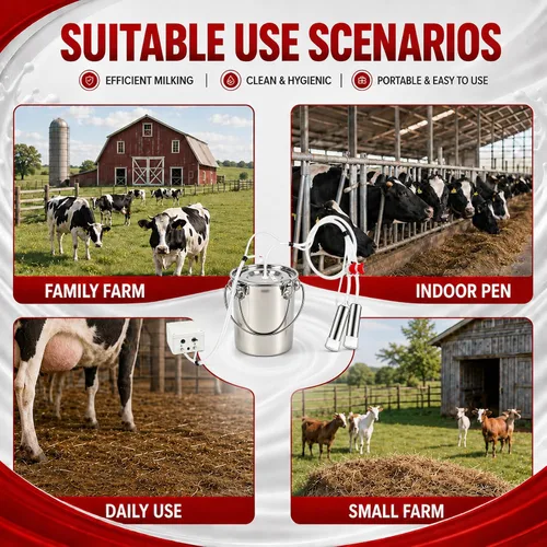 Vista 9 de Nakkaa 7L 2 en 1 cabras y vacas ordeñadora eléctrica