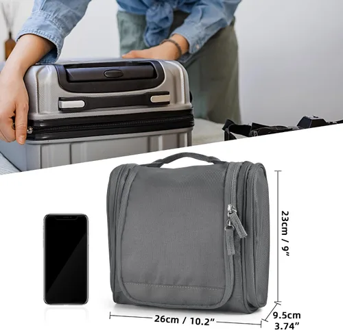 Vista 7 de JOMOLA Neceser colgante para hombres y mujeres, bolsa de maquillaje de viaje resistente al agua, bolsa organizadora de artículos de tocador de viaje